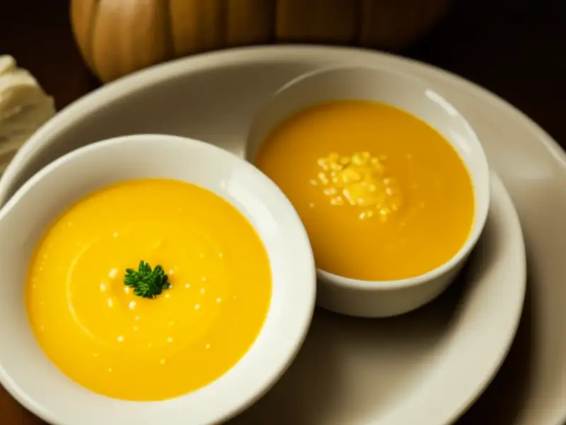 Soupe au potiron, à l'ail et au bouillon